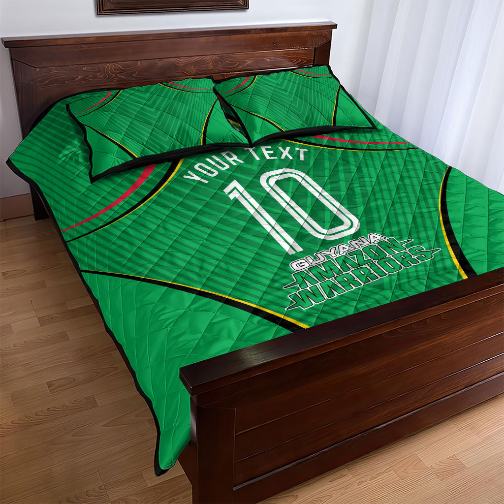 Personalized Guyana Cricket Amazon Warriors Quilt Bed Set Modern Geometric Sports Fan