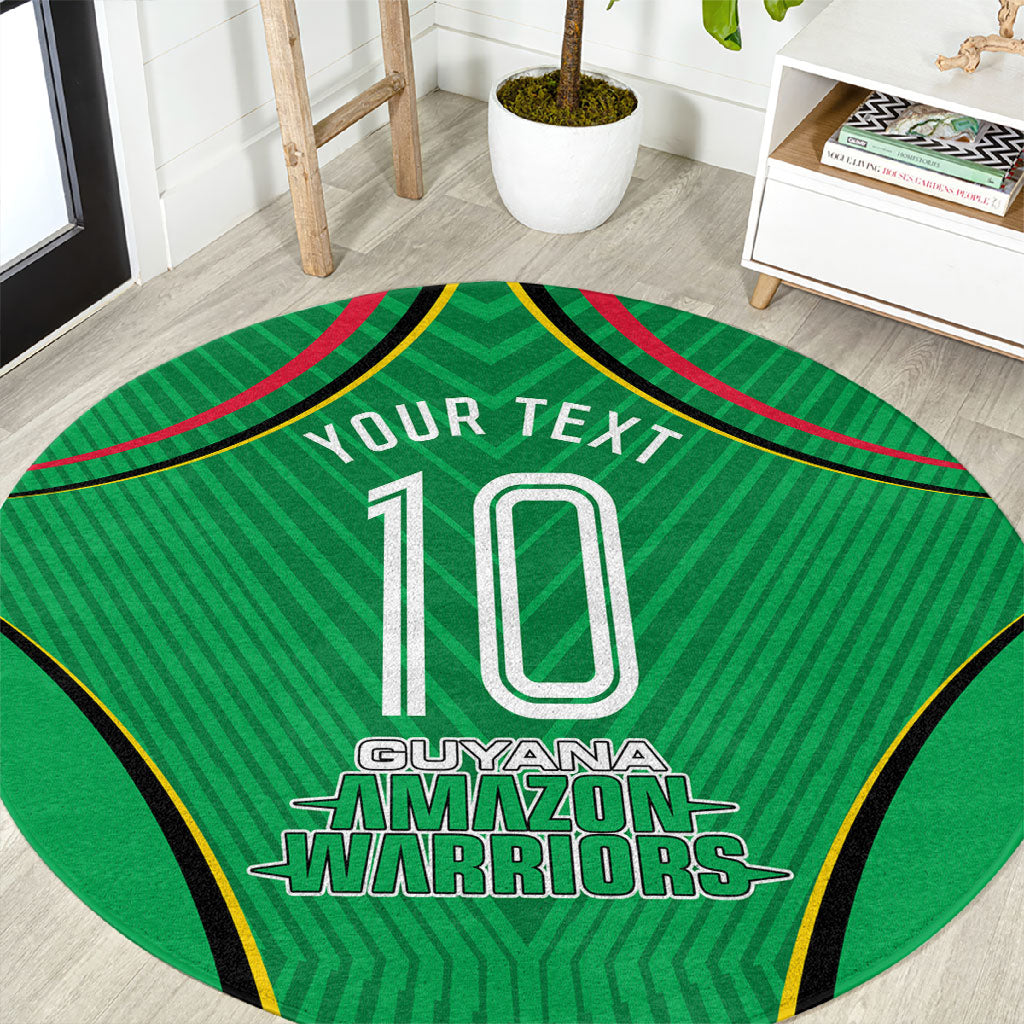 Personalized Guyana Cricket Amazon Warriors Round Carpet Modern Geometric Sports Fan
