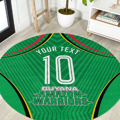 Personalized Guyana Cricket Amazon Warriors Round Carpet Modern Geometric Sports Fan