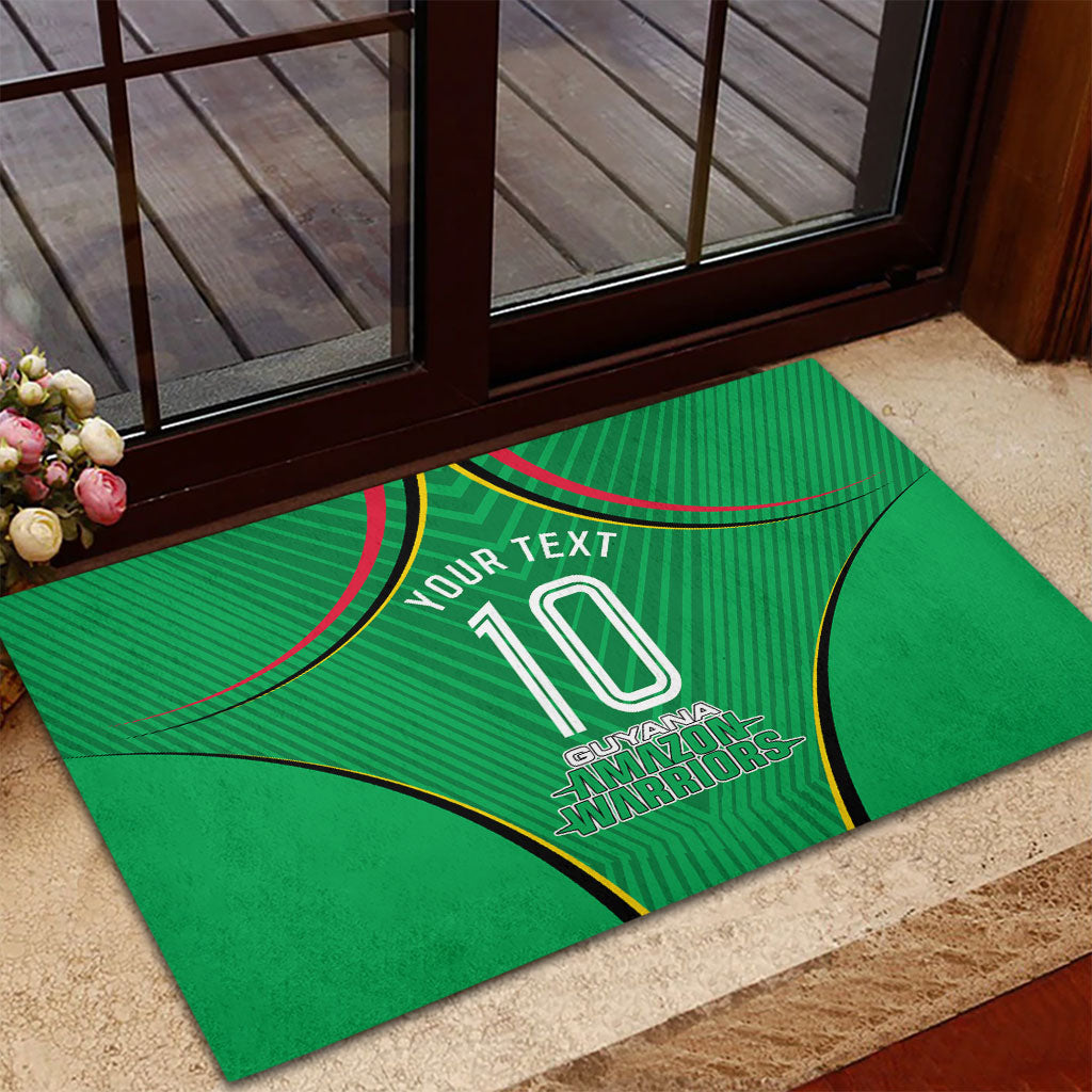 Personalized Guyana Cricket Amazon Warriors Rubber Doormat Modern Geometric Sports Fan