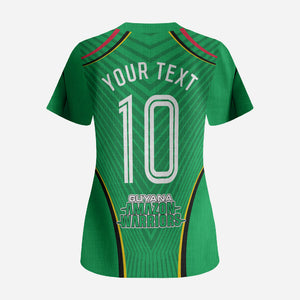Personalized Guyana Cricket Amazon Warriors Scrub Top Modern Geometric Sports Fan