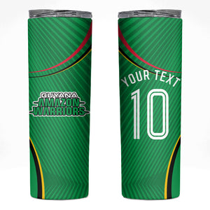 Personalized Guyana Cricket Amazon Warriors Skinny Tumbler Modern Geometric Sports Fan