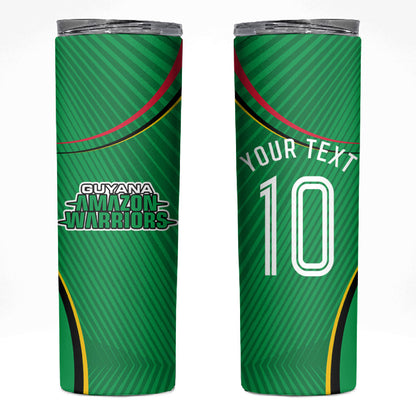 Personalized Guyana Cricket Amazon Warriors Skinny Tumbler Modern Geometric Sports Fan