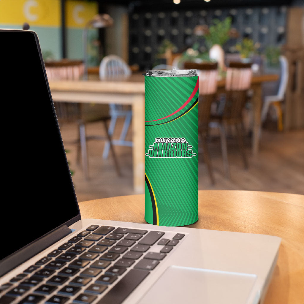 Personalized Guyana Cricket Amazon Warriors Skinny Tumbler Modern Geometric Sports Fan