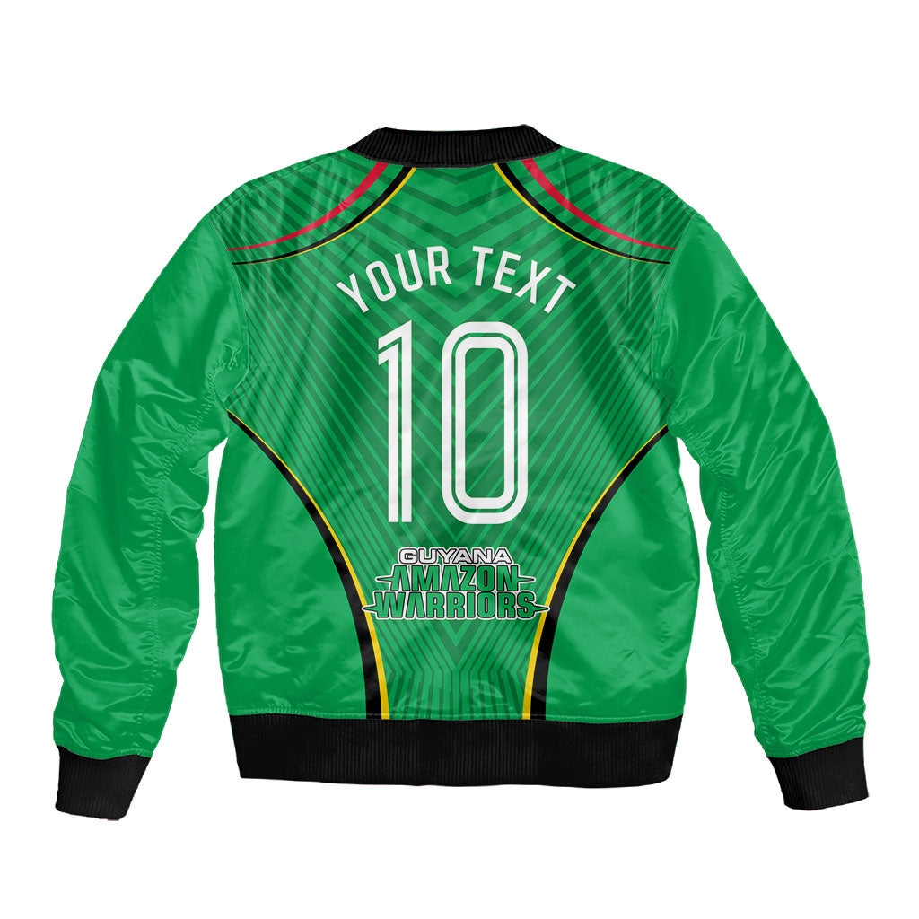 Personalized Guyana Cricket Amazon Warriors Sleeve Zip Bomber Jacket Modern Geometric Sports Fan