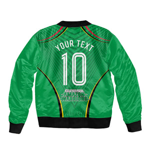 Personalized Guyana Cricket Amazon Warriors Sleeve Zip Bomber Jacket Modern Geometric Sports Fan