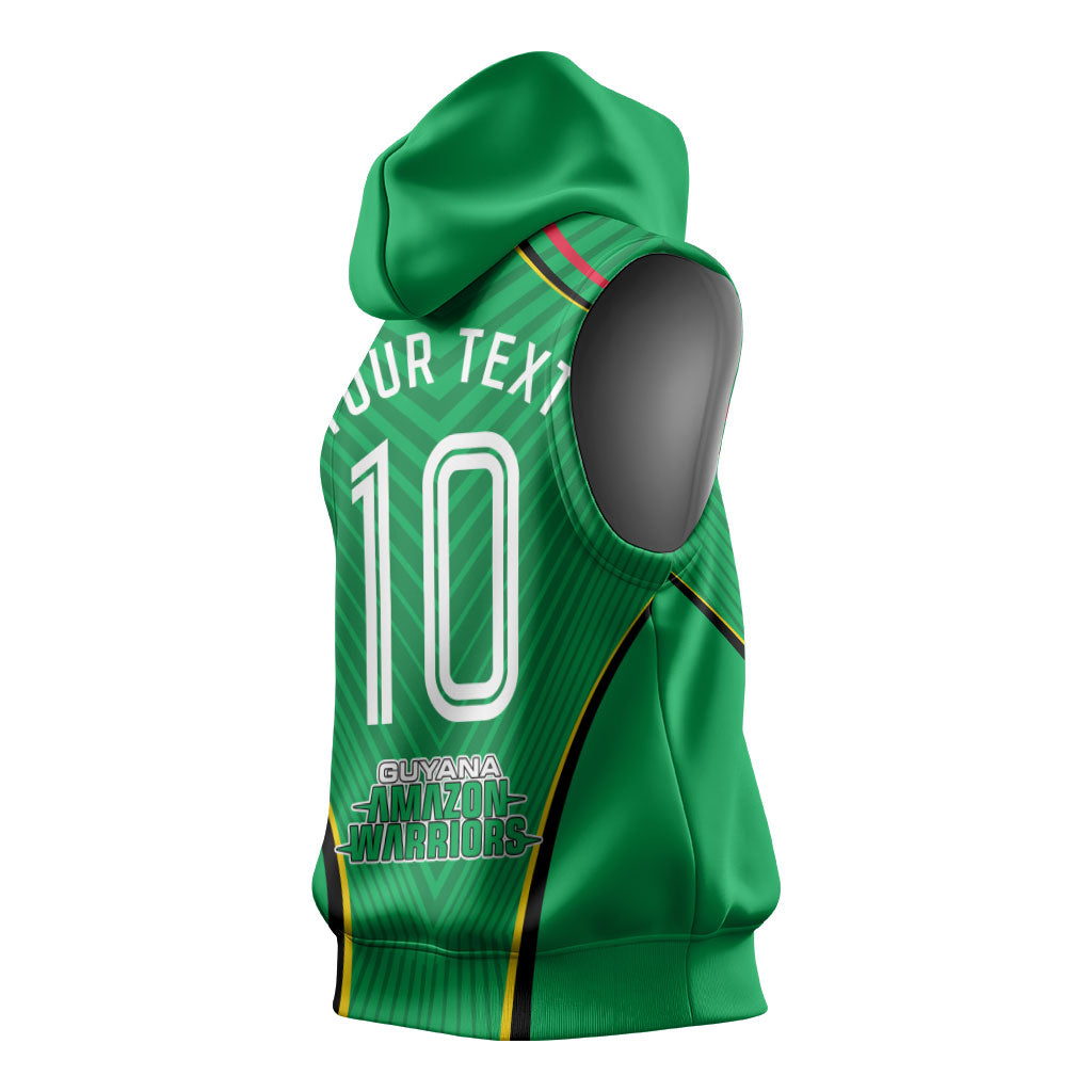 Personalized Guyana Cricket Amazon Warriors Sleeveless Hoodie Modern Geometric Sports Fan
