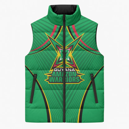 Personalized Guyana Cricket Amazon Warriors Sleeveless Puffer Jacket Modern Geometric Sports Fan