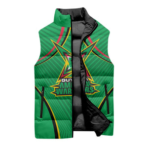 Personalized Guyana Cricket Amazon Warriors Sleeveless Puffer Jacket Modern Geometric Sports Fan