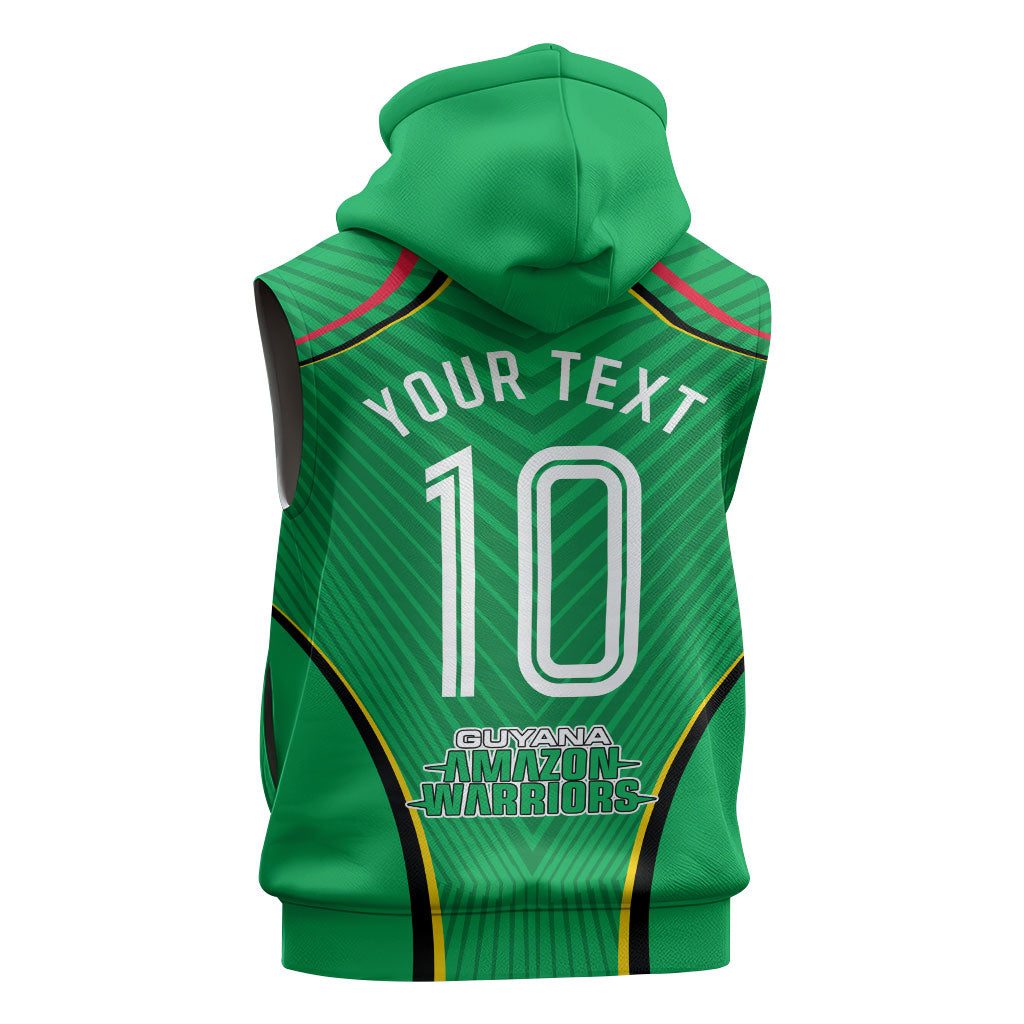Personalized Guyana Cricket Amazon Warriors Sleeveless Zip Hoodie Modern Geometric Sports Fan