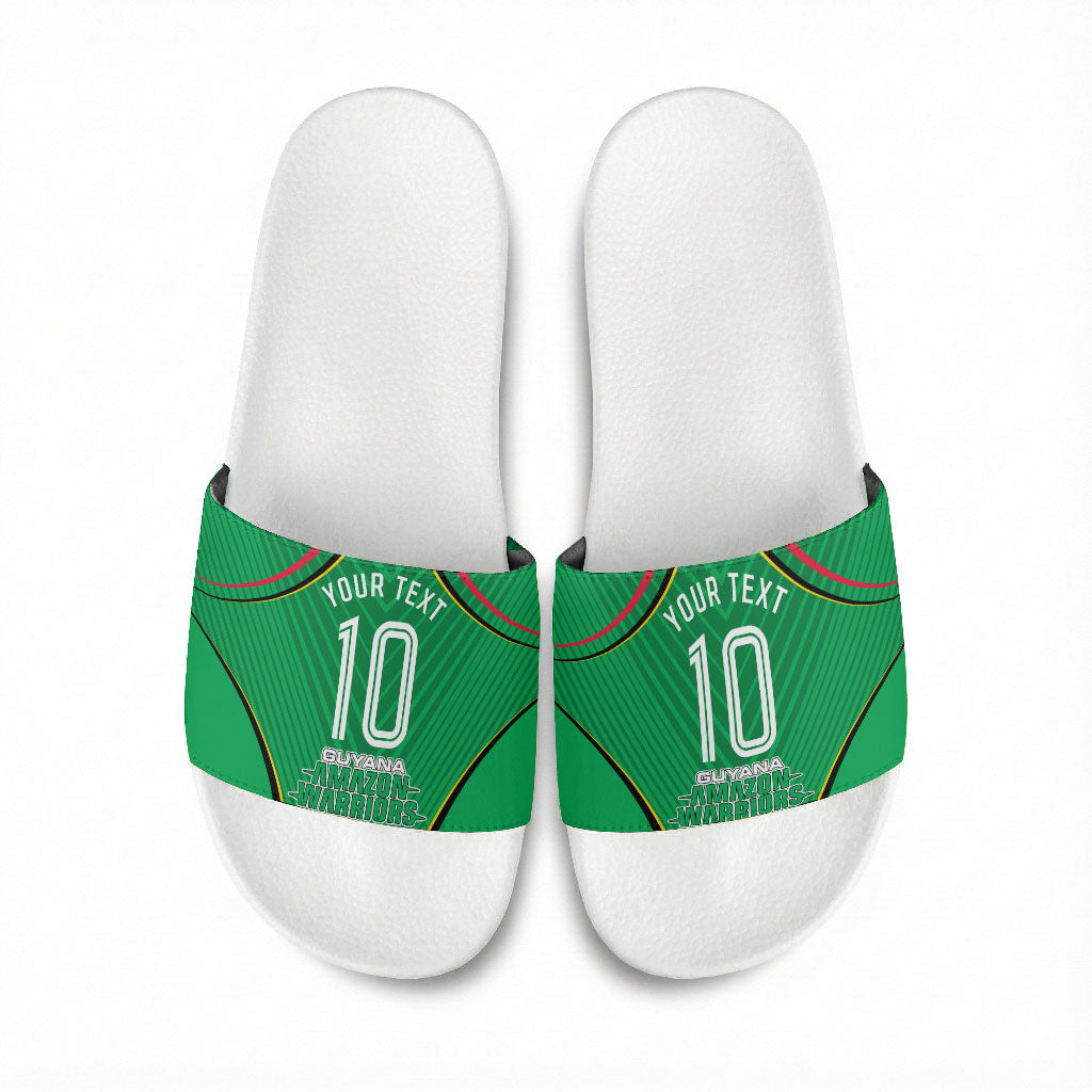 Personalized Guyana Cricket Amazon Warriors Slide Sandals Modern Geometric Sports Fan