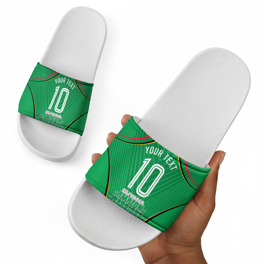 Personalized Guyana Cricket Amazon Warriors Slide Sandals Modern Geometric Sports Fan