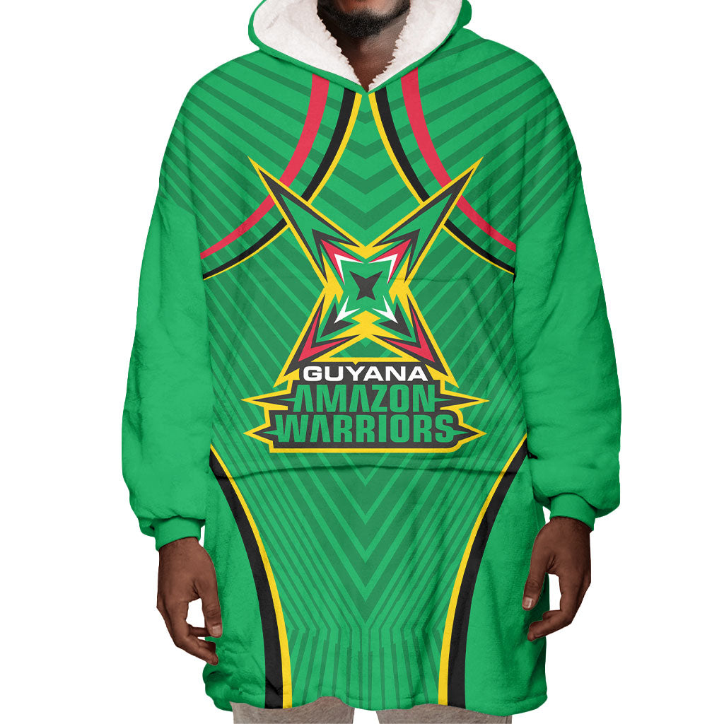 Personalized Guyana Cricket Amazon Warriors Wearable Blanket Hoodie Modern Geometric Sports Fan