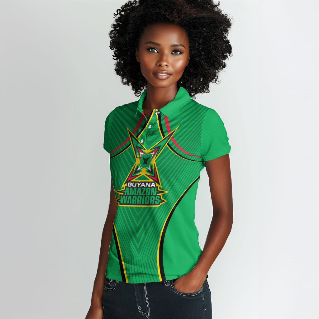 Personalized Guyana Cricket Amazon Warriors Women Polo Shirt Modern Geometric Sports Fan