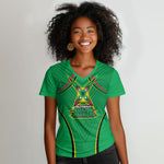 Personalized Guyana Cricket Amazon Warriors Women V-Neck T-Shirt Modern Geometric Sports Fan