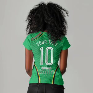 Personalized Guyana Cricket Amazon Warriors Women V-Neck T-Shirt Modern Geometric Sports Fan