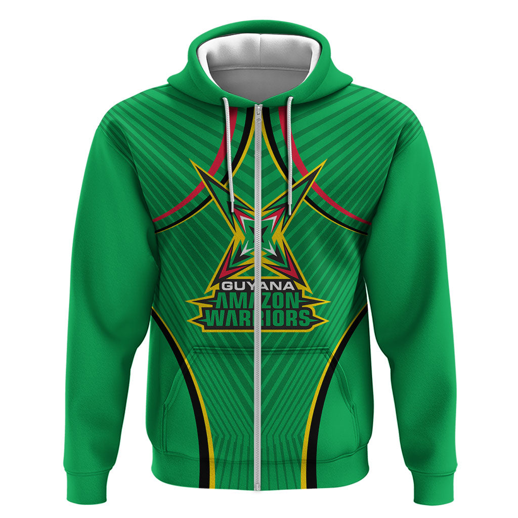 Personalized Guyana Cricket Amazon Warriors Zip Hoodie Modern Geometric Sports Fan
