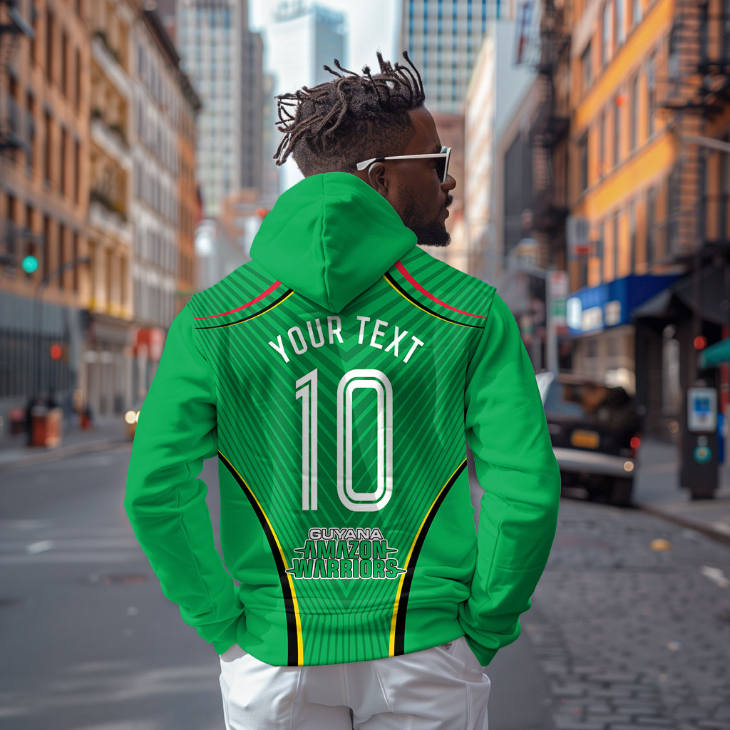 Personalized Guyana Cricket Amazon Warriors Zip Hoodie Modern Geometric Sports Fan