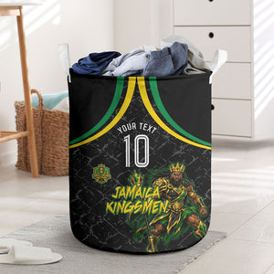 Personalized Jamaica Kingsmen Laundry Basket Caribbean Cricket Royal Warrior King Mascot
