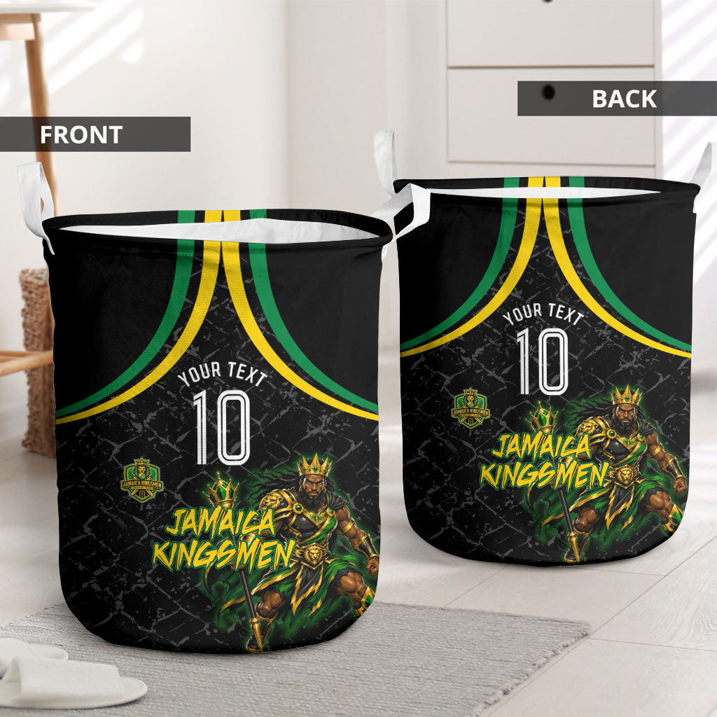 Personalized Jamaica Kingsmen Laundry Basket Caribbean Cricket Royal Warrior King Mascot