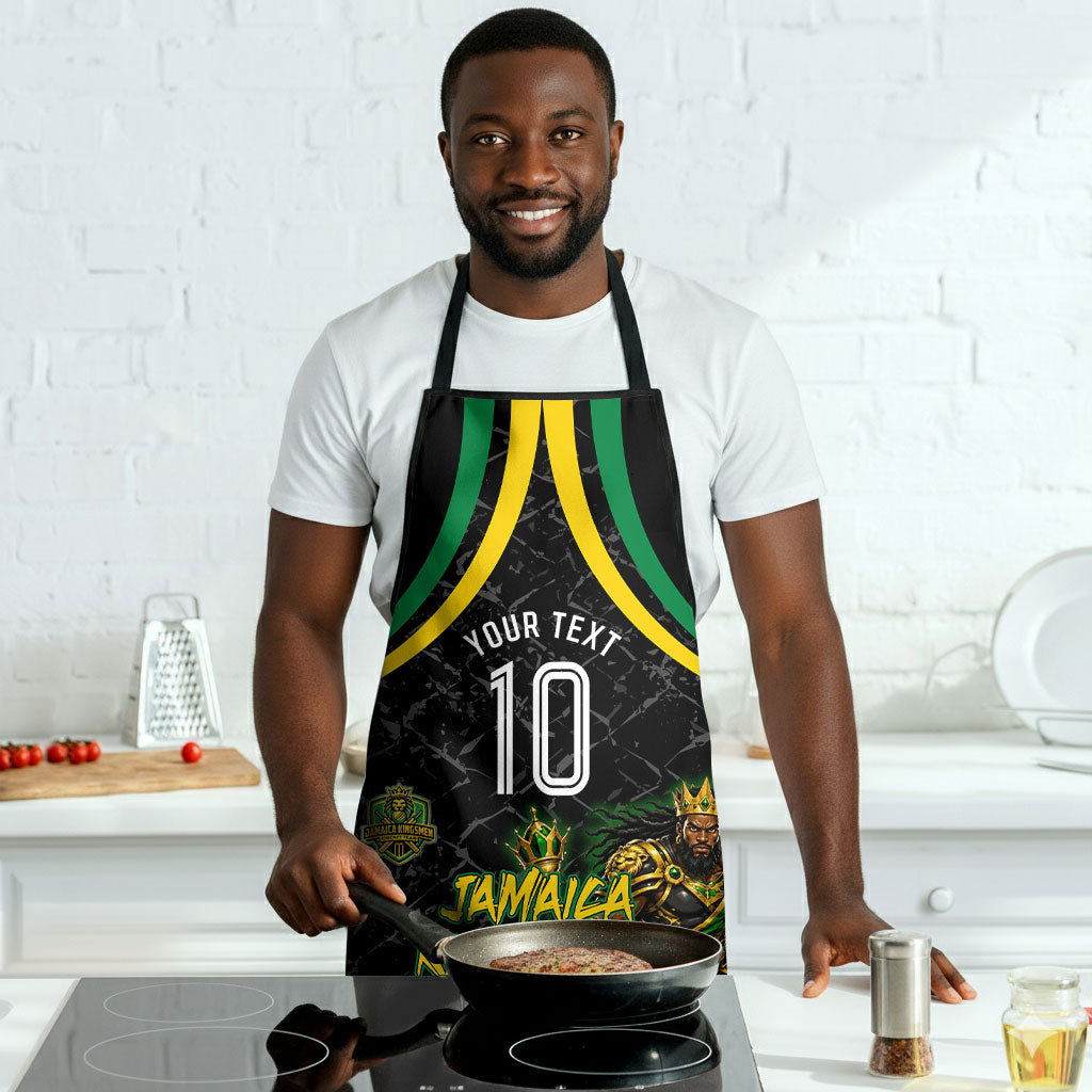 Personalized Jamaica Kingsmen Apron Caribbean Cricket Royal Warrior King Mascot