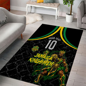 Personalized Jamaica Kingsmen Area Rug Caribbean Cricket Royal Warrior King Mascot