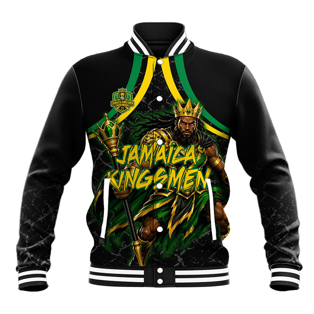 Personalized Jamaica Kingsmen Baseball Jacket Caribbean Cricket Royal Warrior King Mascot