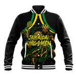 Personalized Jamaica Kingsmen Baseball Jacket Caribbean Cricket Royal Warrior King Mascot