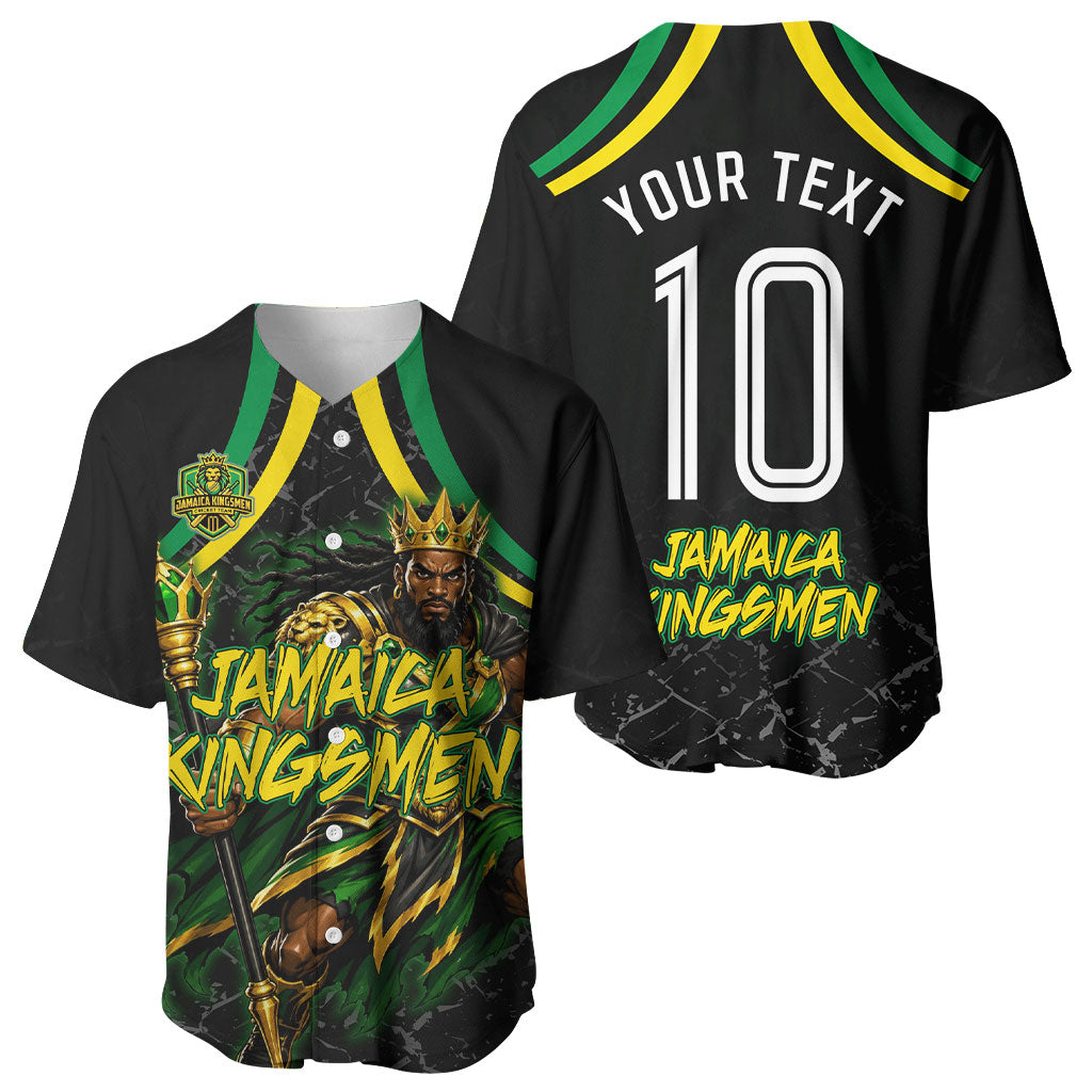 Personalized Jamaica Kingsmen Baseball Jersey Caribbean Cricket Royal Warrior King Mascot