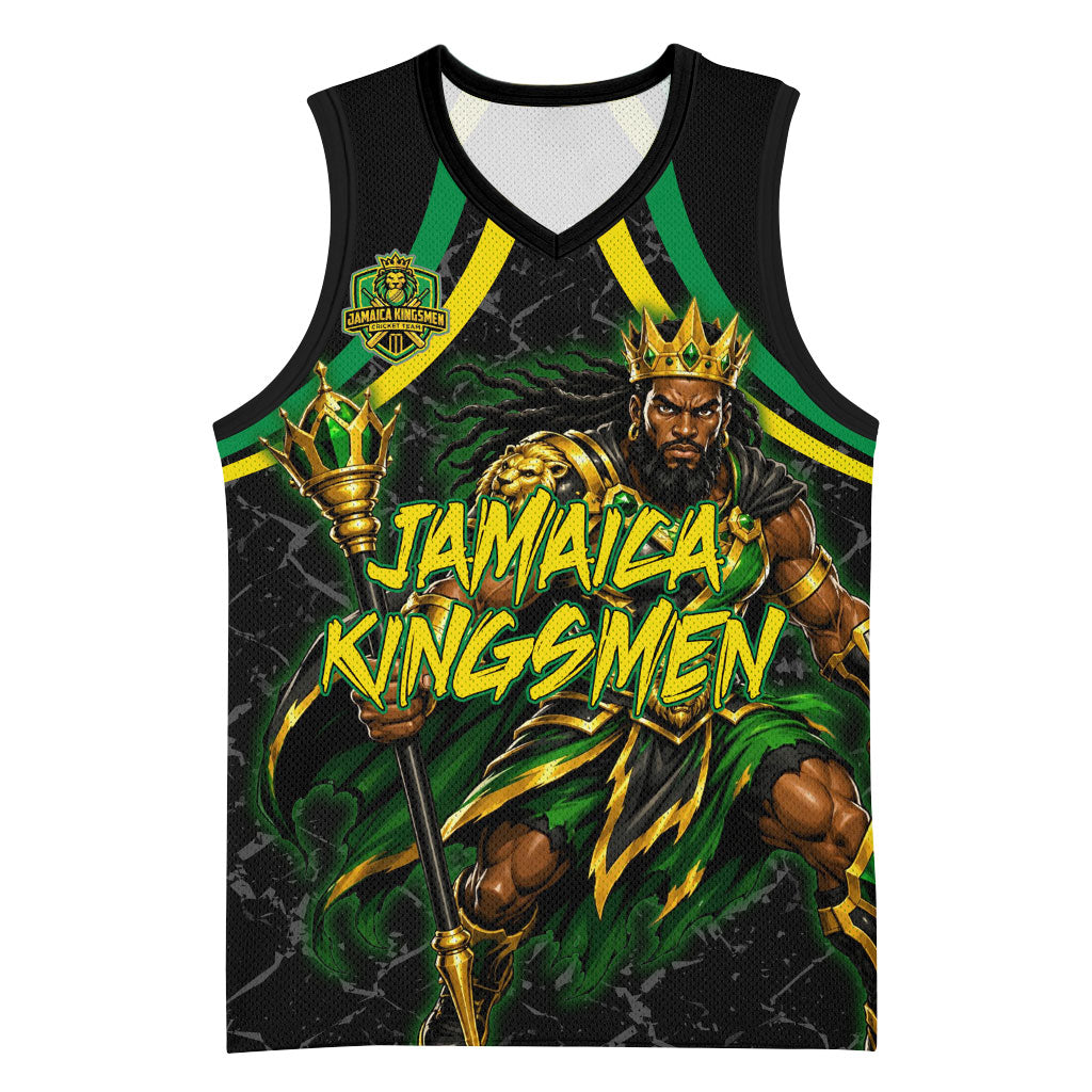 Personalized Jamaica Kingsmen Basketball Jersey Caribbean Cricket Royal Warrior King Mascot