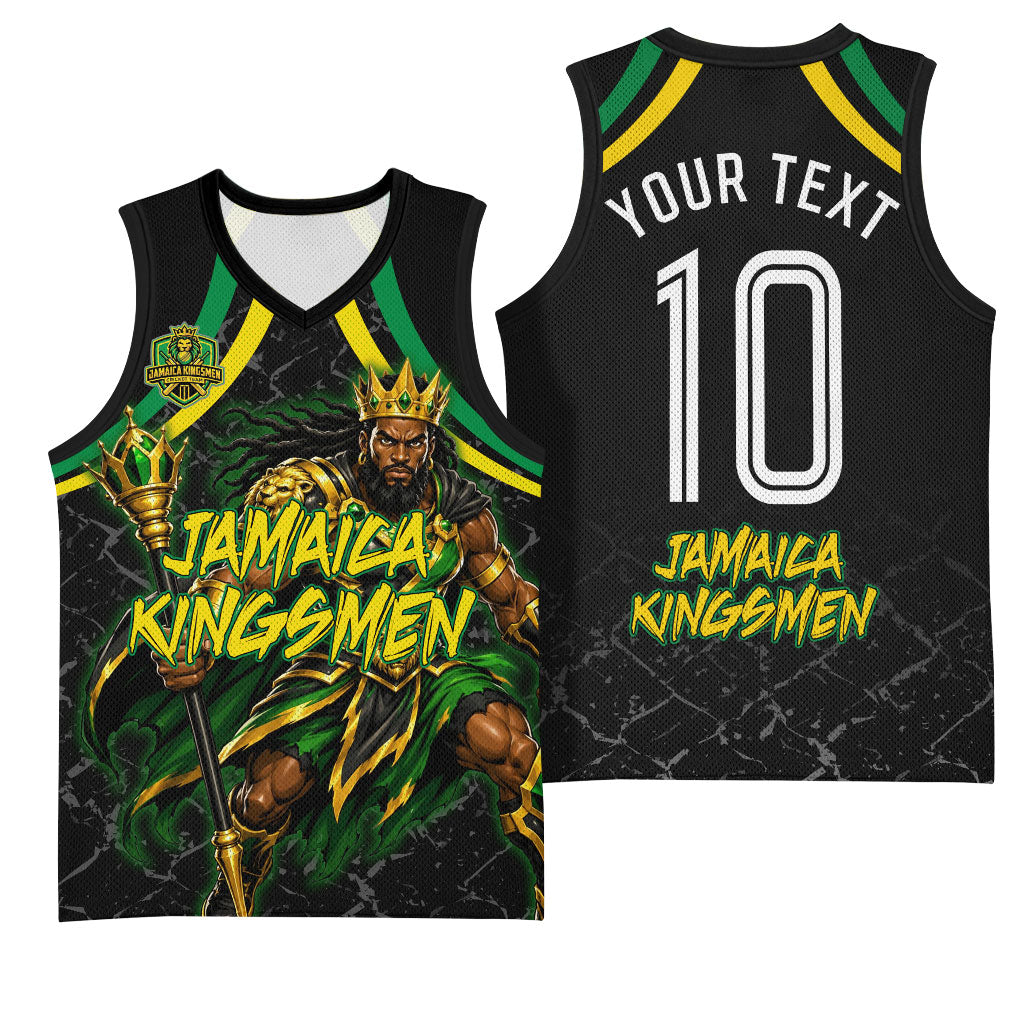 Personalized Jamaica Kingsmen Basketball Jersey Caribbean Cricket Royal Warrior King Mascot