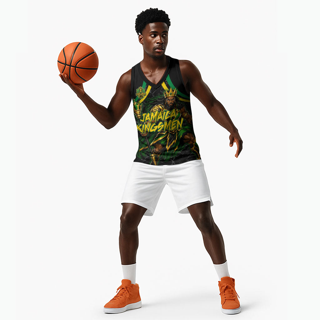 Personalized Jamaica Kingsmen Basketball Jersey Caribbean Cricket Royal Warrior King Mascot