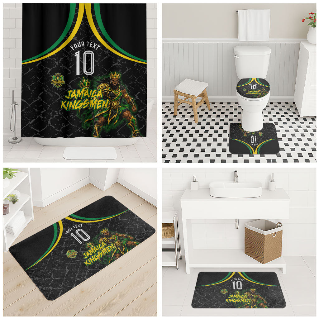 Personalized Jamaica Kingsmen Bathroom Set Caribbean Cricket Royal Warrior King Mascot
