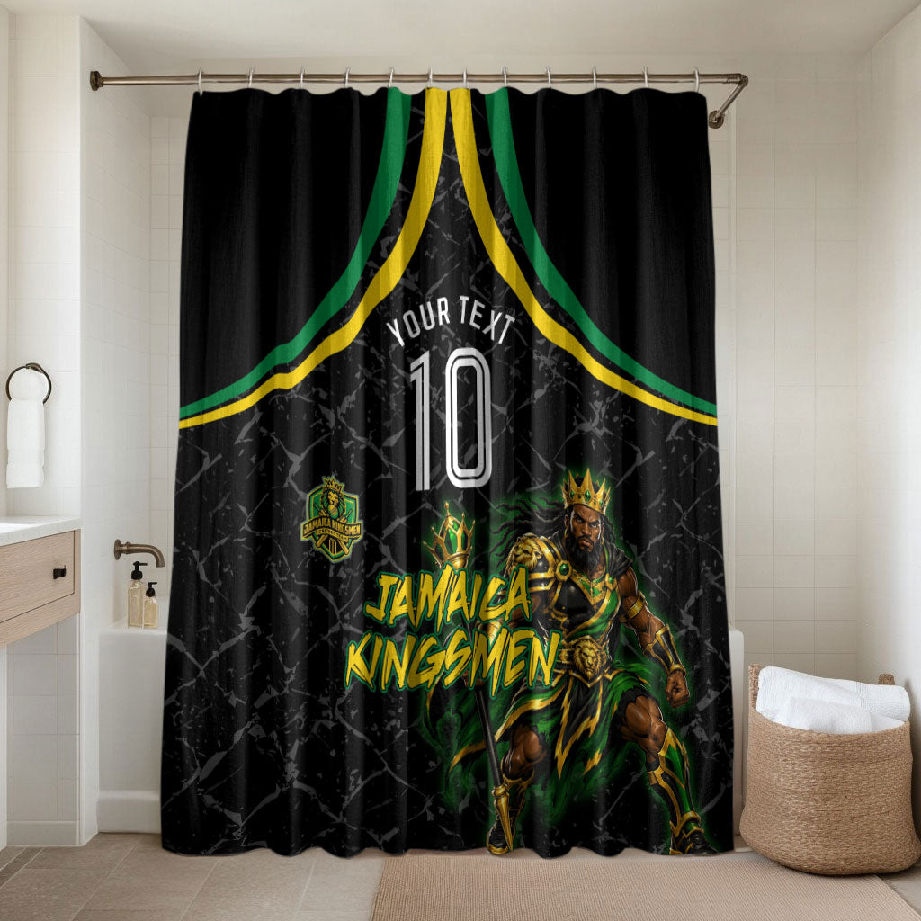 Personalized Jamaica Kingsmen Bathroom Set Caribbean Cricket Royal Warrior King Mascot