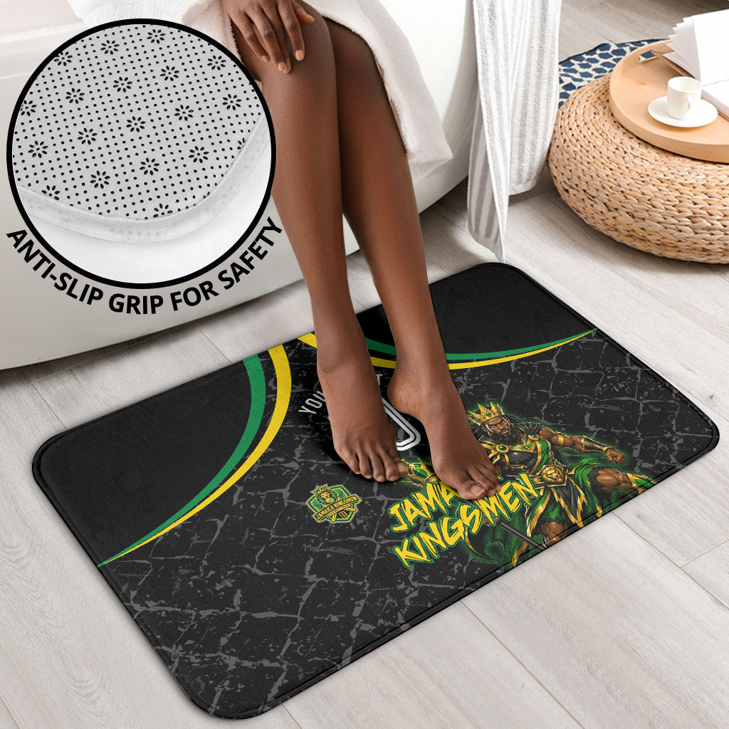 Personalized Jamaica Kingsmen Bathroom Set Caribbean Cricket Royal Warrior King Mascot