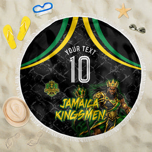 Personalized Jamaica Kingsmen Beach Blanket Caribbean Cricket Royal Warrior King Mascot