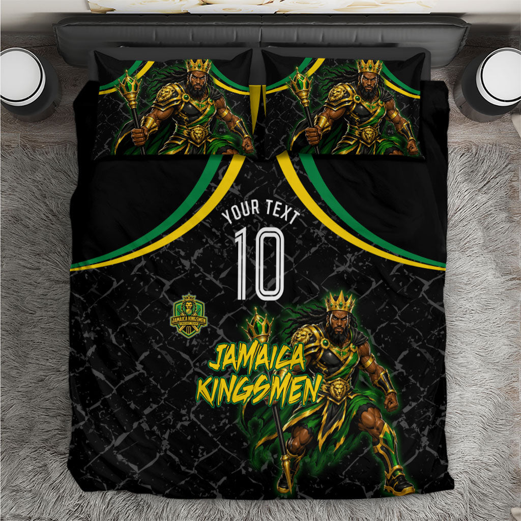 Personalized Jamaica Kingsmen Bedding Set Caribbean Cricket Royal Warrior King Mascot