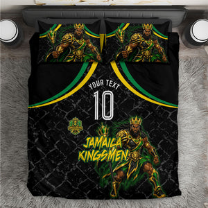 Personalized Jamaica Kingsmen Bedding Set Caribbean Cricket Royal Warrior King Mascot