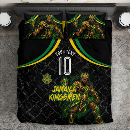 Personalized Jamaica Kingsmen Bedding Set Caribbean Cricket Royal Warrior King Mascot