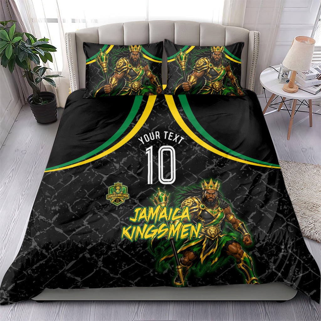 Personalized Jamaica Kingsmen Bedding Set Caribbean Cricket Royal Warrior King Mascot