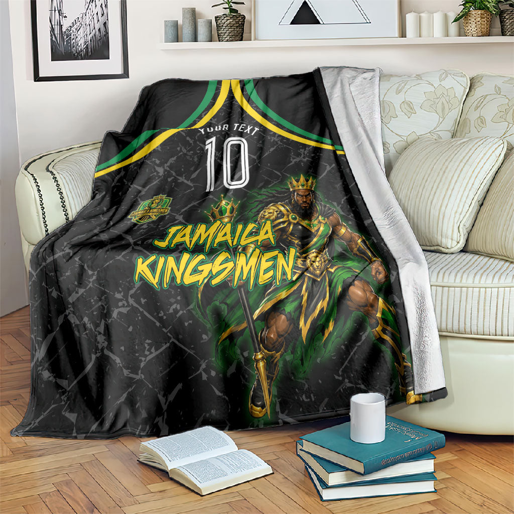 Personalized Jamaica Kingsmen Blanket Caribbean Cricket Royal Warrior King Mascot