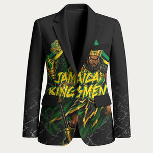 Personalized Jamaica Kingsmen Blazer Caribbean Cricket Royal Warrior King Mascot