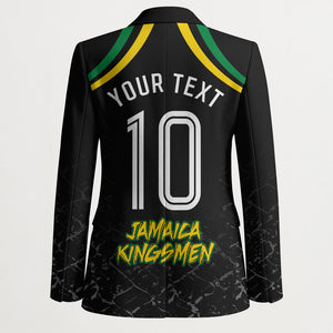 Personalized Jamaica Kingsmen Blazer Caribbean Cricket Royal Warrior King Mascot