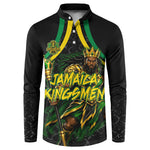 Personalized Jamaica Kingsmen Button Sweatshirt Caribbean Cricket Royal Warrior King Mascot