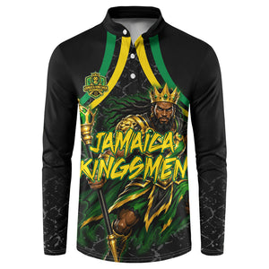 Personalized Jamaica Kingsmen Button Sweatshirt Caribbean Cricket Royal Warrior King Mascot
