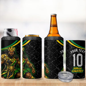 Personalized Jamaica Kingsmen 4 in 1 Can Cooler Tumbler Caribbean Cricket Royal Warrior King Mascot