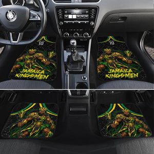 Personalized Jamaica Kingsmen Car Mats Caribbean Cricket Royal Warrior King Mascot