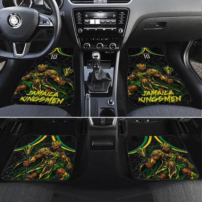 Personalized Jamaica Kingsmen Car Mats Caribbean Cricket Royal Warrior King Mascot