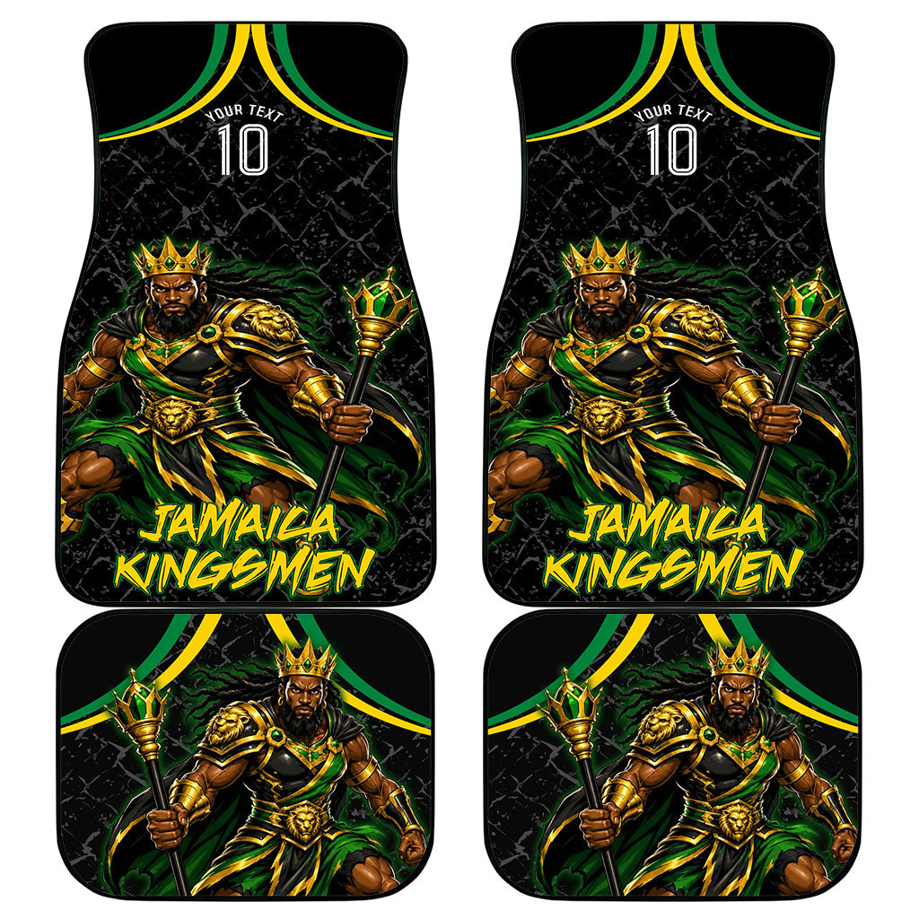 Personalized Jamaica Kingsmen Car Mats Caribbean Cricket Royal Warrior King Mascot