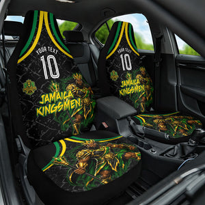 Personalized Jamaica Kingsmen Car Seat Cover Caribbean Cricket Royal Warrior King Mascot